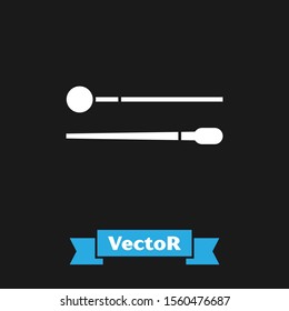 White Drum sticks icon isolated on black background. Musical instrument.  Vector Illustration