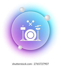 White Drums icon isolated on white background. Music sign. Musical instrument symbol. Blue and purple gradient circle background. Vector