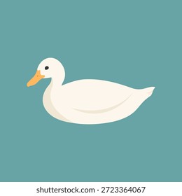 Pato blanco sobre fondo azul. Ilustración vectorial