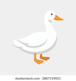 White duck with orange bill standing side view illustration for agricultural product packaging