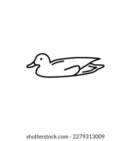 the white duck sits quietly and nicely