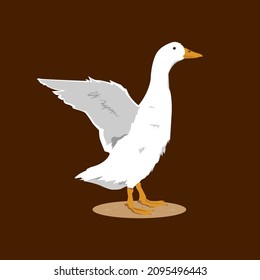 Vector de pato blanco con fondo marrón