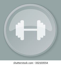 White Dumbbell icon on grey web button