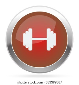 White Dumbbell icon on red web app button