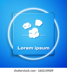 White Dust icon isolated on blue background. Blue square button. Vector Illustration