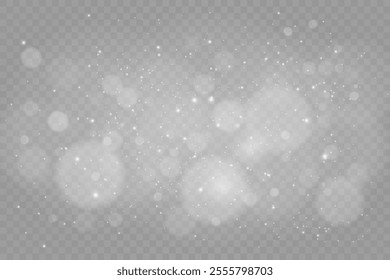 White Dust Light Bokeh: Shining Christmas Background with Glowing Confetti, Sparkles, and Overlay Texture for Festive Designs