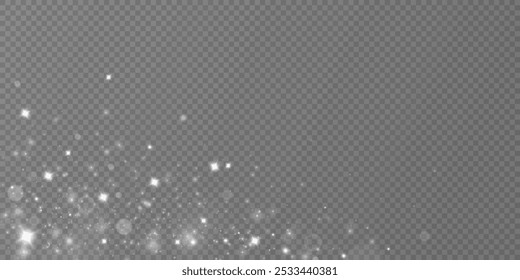 
White dust light png. Bokeh lighting effect background. Christmas background made of glitter dust Christmas glowing light confetti bokeh and sparkle texture overlay for your design