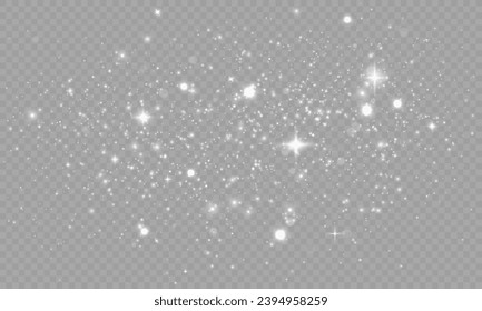 White Dust Light PNG.Light Effects Background. Glowing Christmas Dust Backdrop with Bokeh Confetti and Sparkle Overlay Texture, Ideal for Stock and Design Projects.	