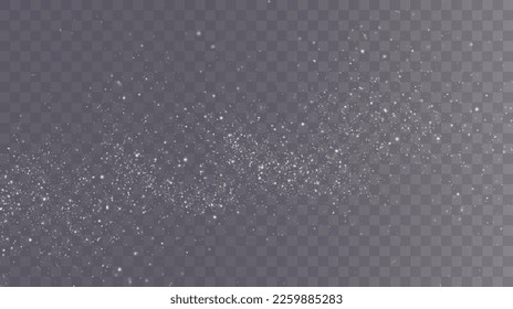 White dust png. Bokeh light lights effect background. Christmas background of shining dust Christmas glowing bokeh confetti and spark overlay texture for your design