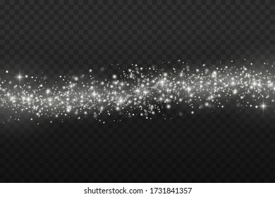The white dust sparks and star shine with special light, sparkling magic dust particles isolated on transparent background, Christmas sparkl light effect, sparkle, shine lights, vector illustration.