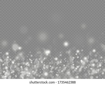 The white dust sparks and star shine with special light, Christmas sparkl light effect, sparkling magic dust particles bokeh isolated on transparent background, shine lights, sparkle, vector.