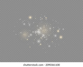 The white dust sparks and star shine with special light, Christmas sparkl light effect, sparkling magic dust particles isolated on transparent background, shine lights, sparkle, vector illustration.