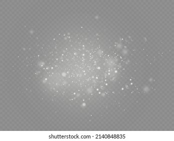 The white dust sparks and star shine with special light, Christmas sparkl light effect, sparkling magic dust particles isolated on transparent background, shine lights, sparkle, vector illustration.