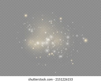 The white dust sparks and star shine with special light, Christmas sparkl light effect, sparkling magic dust particles isolated on transparent background, shine lights, sparkle, vector illustration.