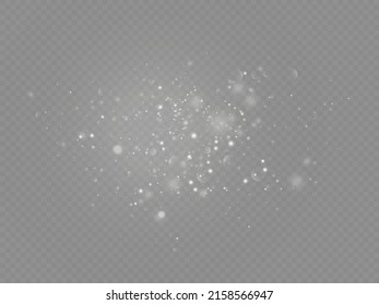The white dust sparks and star shine with special light, Christmas sparkl light effect, sparkling magic dust particles isolated on transparent background, shine lights, sparkle, vector illustration.