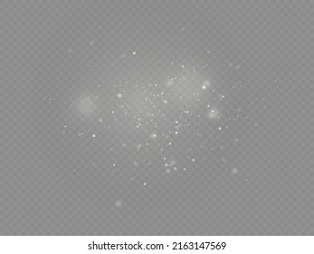 The white dust sparks and star shine with special light, Christmas sparkl light effect, sparkling magic dust particles isolated on transparent background, shine lights, sparkle, vector illustration.
