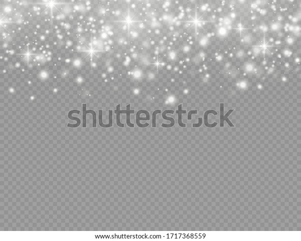 白い粉の火花と星が特殊な光 きらきら光 照明 クリスマススパークルの光効果 透明な背景にきらめく魔法の粉の粒子 ベクターイラスト のベクター画像素材 ロイヤリティフリー