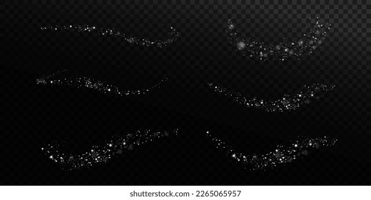 Luz polvorienta blanca. Conjunto de luces de bokeh efecto fondo. Navidad brillante fondo de polvo Navidad brillante luz cosquilleo confetti y brillante textura superpuesta para tu diseño.
