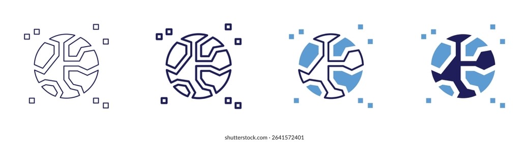 White dwarf icon in 4 different styles. Thin Line, Line, Bold Line, Duotone. Duotone style. Editable stroke.