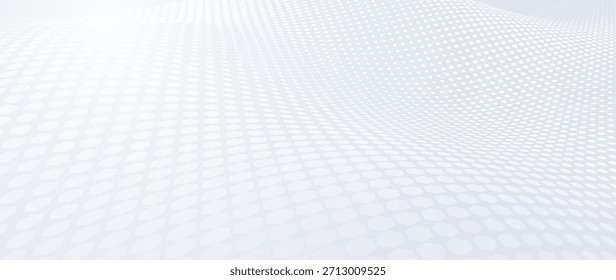 White Dynamic Dots Wave Sport Jersey Pattern. 3D Particles Light Fresh Air Flow. Vector Illustration.