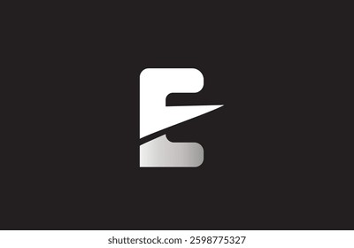 white E cut letter alphabet logo icon design with grey gradient for business or company