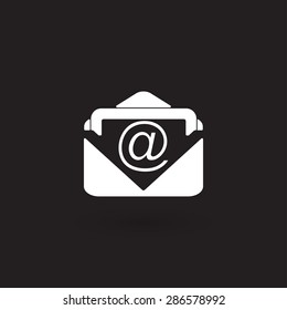 White E mail icon on Black Background, Vector illustration Eps 10.