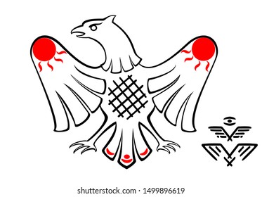 White eagle. American art stylization. EPS10 vector illustration.