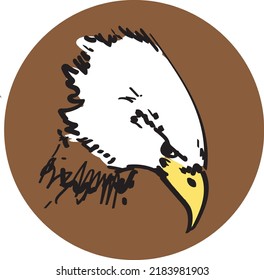 white eagle bird drawing on brown background