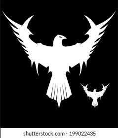 White Eagle. White Falcon. White Hawk. Bald eagle. Heraldic.