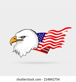 White eagle head with american flag 