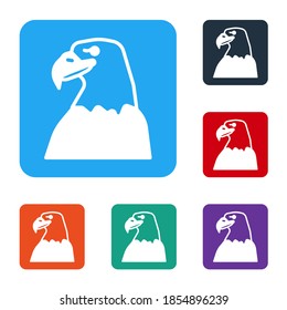 White Eagle head icon isolated on white background. Animal symbol. Set icons in color square buttons. Vector