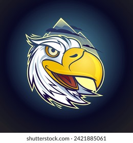White eagle portrait vector logo design, infographic pictogram, tee print