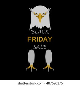 White eagle with the text black friday sale on a black background