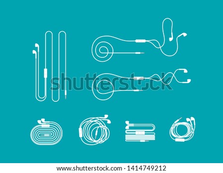 white earphone headset handfree with cable illustration