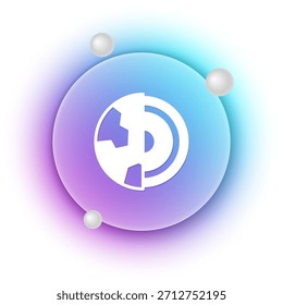 Icono de corteza de estructura de núcleo de tierra blanca aislado sobre fondo blanco. Fondo de círculo degradado azul y púrpura. Vector