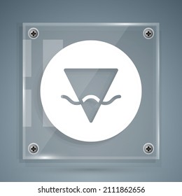 White Earth element of the symbol alchemy icon isolated on grey background. Basic mystic elements. Square glass panels. Vector