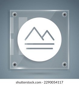 White Earth element of the symbol alchemy icon isolated on grey background. Basic mystic elements. Square glass panels. Vector