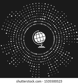 White Earth globe icon isolated on grey background. Abstract circle random dots. Vector Illustration