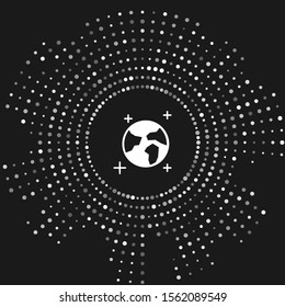 White Earth globe icon isolated on grey background. World or Earth sign. Global internet symbol. Geometric shapes. Abstract circle random dots. Vector Illustration