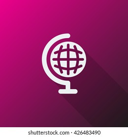 White Earth Globe icon on pink background