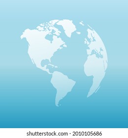 Planeta Tierra Blanca sobre ilustración vectorial de fondo azul.