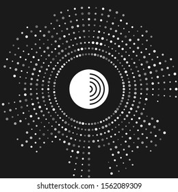 White Earth structure icon isolated on grey background. Geophysics concept with earth core and section layers earth. Abstract circle random dots. Vector Illustration