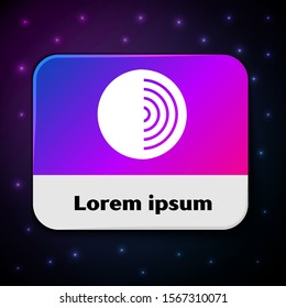 White Earth structure icon isolated on black background. Geophysics concept with earth core and section layers earth. Rectangle color button. Vector Illustration