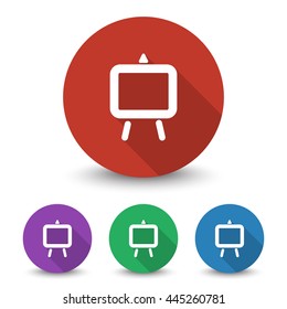 White Easel icon in different colors set