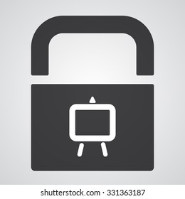 White Easel icon on black pad lock