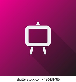White Easel icon on pink background