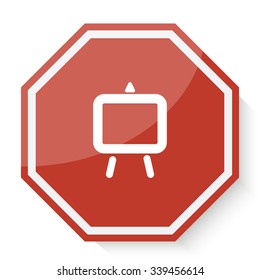 White Easel icon on red stop sign web app