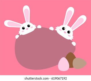 White easter bunny. Easter egg.