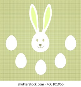 White Easter Bunny. Greeting card. Happy Easter. Vector illustration.