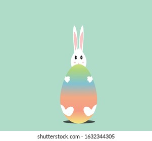 white easter bunny hug colors egg